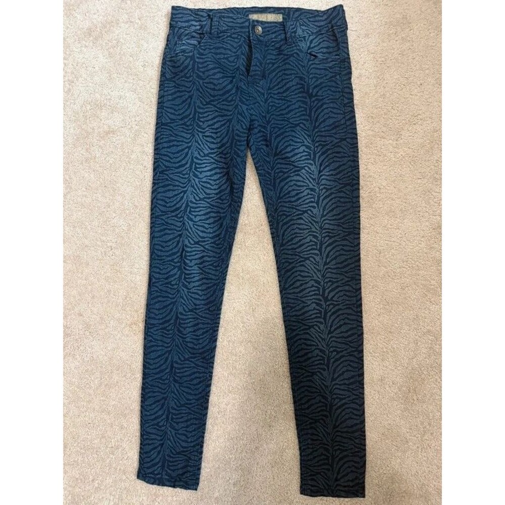 Angel Kiss Zebra Print Skinny Jeans Y2K Blue Black Stretch Denim Women’s Size 7